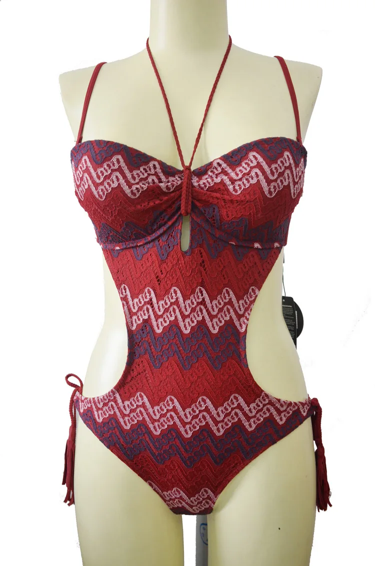 2019 Sexy Push Up Bikinis Set One Piece Ins Luxury Designer Hollowed Halter Lady Lace Brazilian Women Beach Bathing Swimwear | Спорт и
