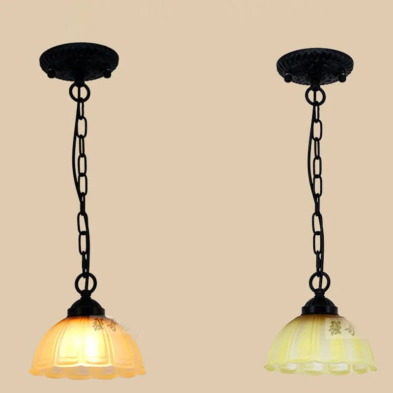 Винтажная стеклянная Подвесная лампа в деревенском стиле светильник на цепочке 7