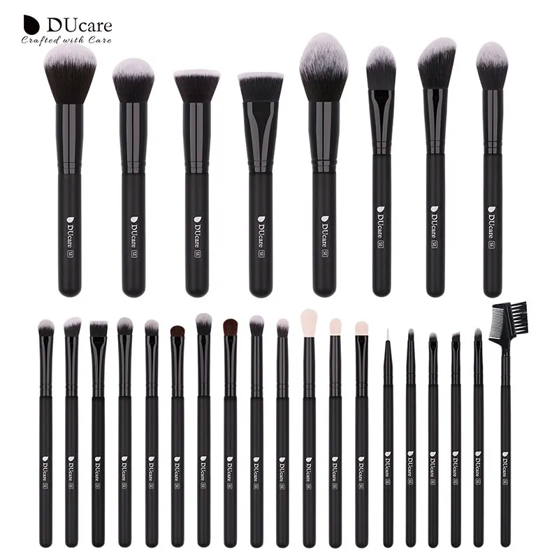 Only Brushes DUcare набор кистей для макияжа, 27 шт., Профессиональные кисти для макияжа, основа, пудра, тени для век, контур, кисть для растушевки бровей, инструмент для красоты - Handle Color: Only Brushes