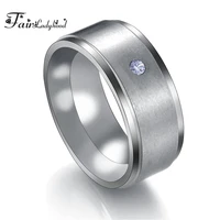 fairladyhood 2019 new arrival never fade ring 8mm 316l stainless steel cz stone band ring for men women gift jewelry bijoux