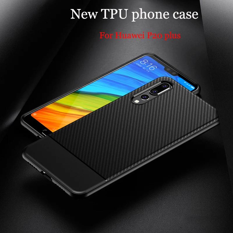 

2PCS For Huawei P20 plus Case cover Carbon fiber soft Back cover For Huawei P20plus phone case P 20 plus CLT-AL01 shell