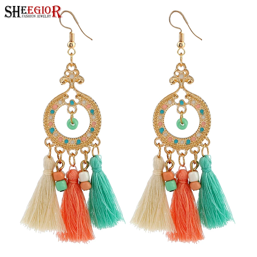 Женские богемные серьги капли SHEEGIOR милые