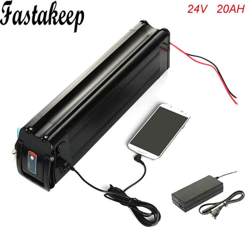 Батарея ebike 24v 20ah Серебряная рыба литий ионная 350w батареи для электрического