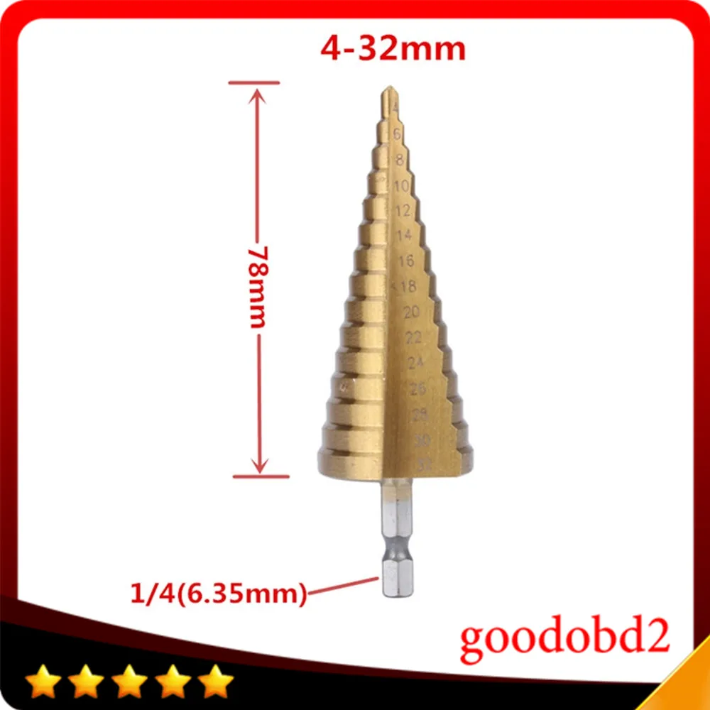 

Новейшее шестигранное титановое ступенчатое буровое долото для листового металла сверло для отверстий 4-32 мм HSS 4241 Метрическая спиральная к...