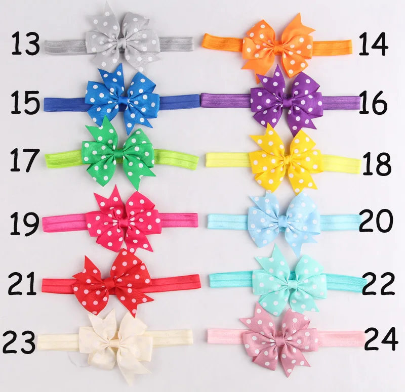 1pcs Lovely Girl Headbands With Ribbon Bows Handmade Elastic White Spot Hair Hairbands Tiara Baptism Accessories | Детская одежда и