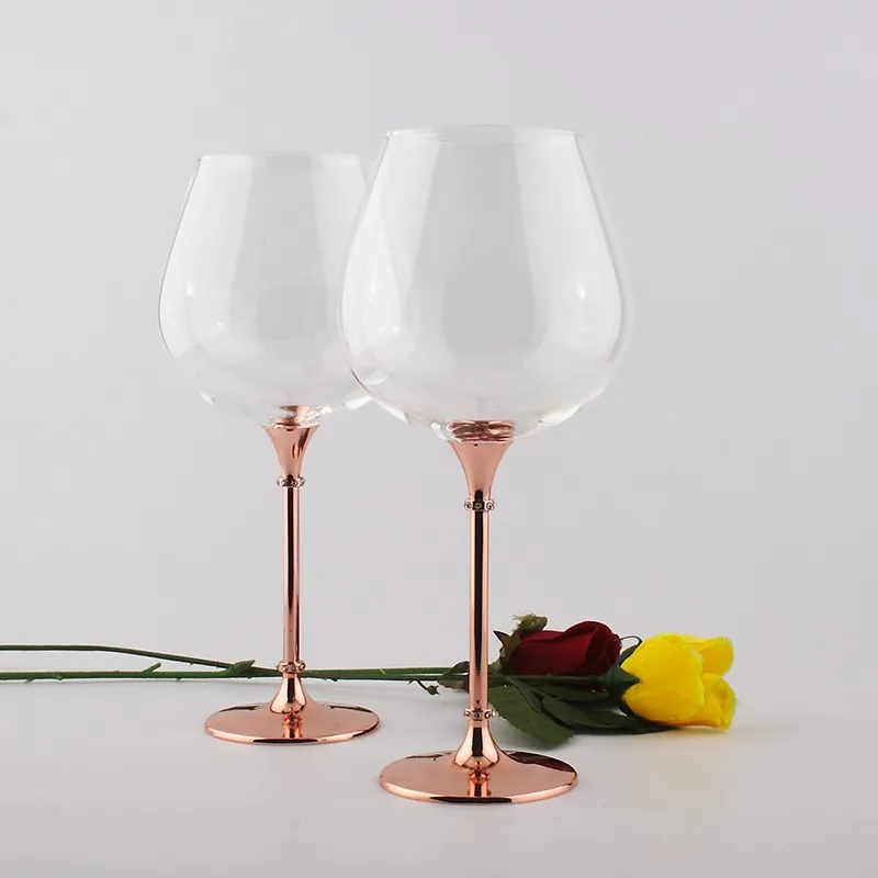 Горячая продажа 680 мл Набор Винных Бокалов с стержнем из розового золота|wine glasses