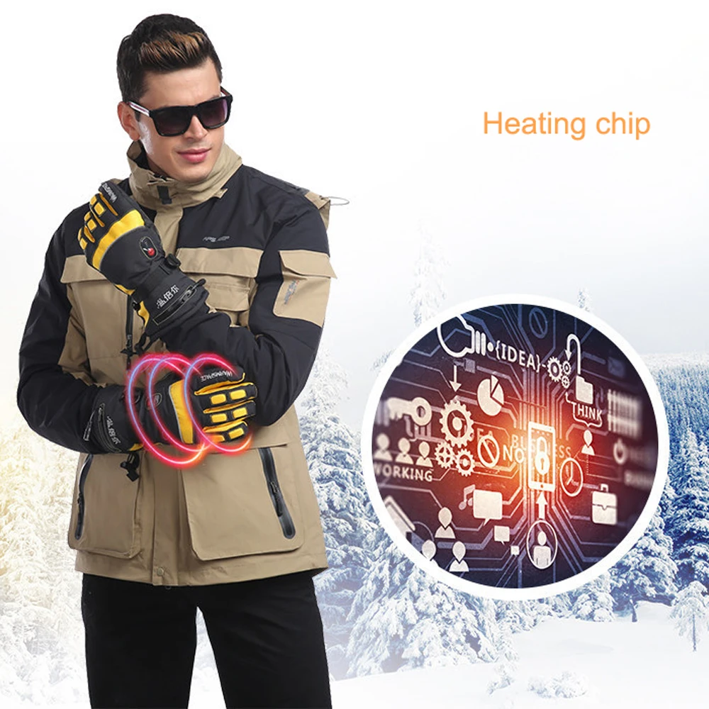 Smart Electric Heat Gloves 4000MA Ski Waterproof Lithium Battery Self Heating Adjustable Temperature 5 Hand Heated Gloves