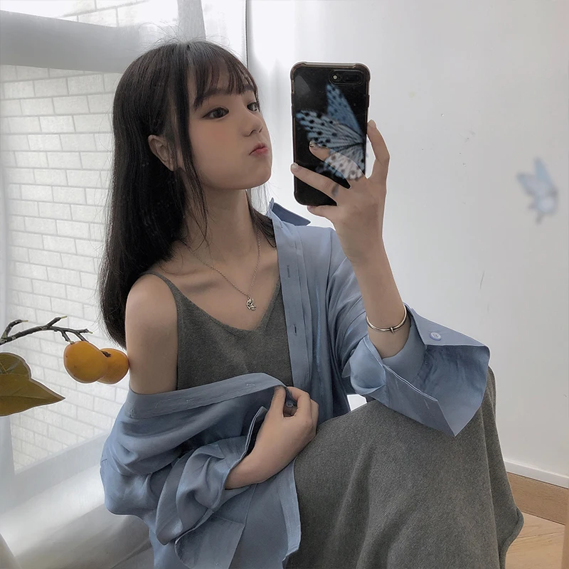 2 цвета летнее платье 2019 корейский стиль женское Повседневное на тонких