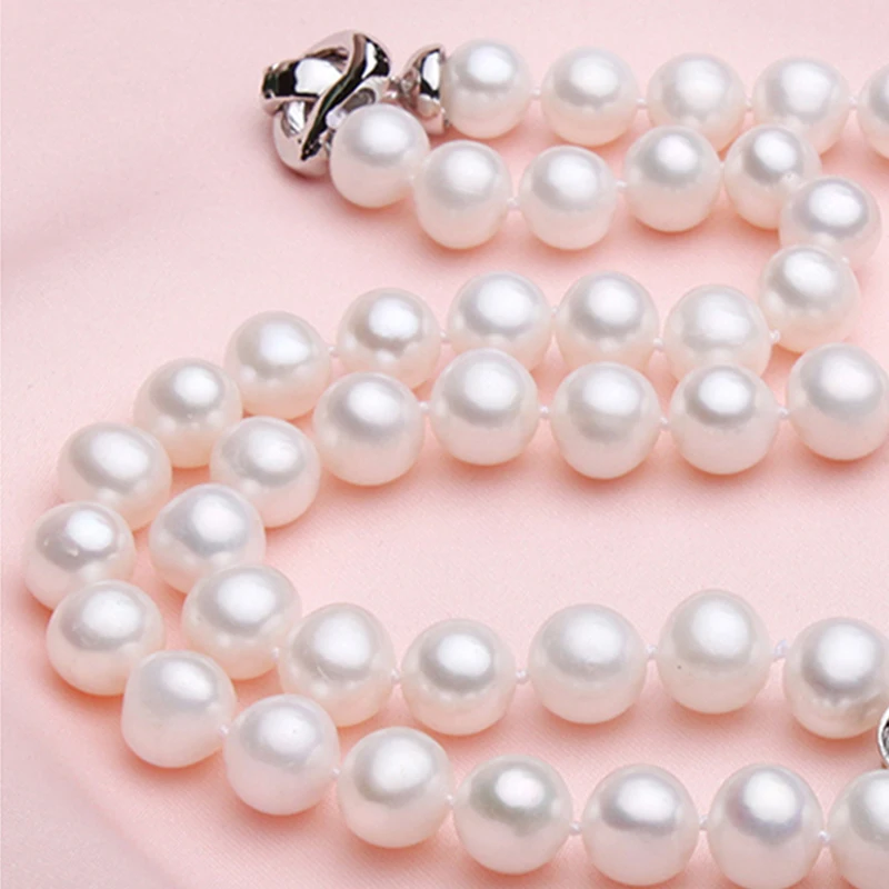 

Женское Ожерелье-чокер из серебра 100% пробы с натуральным пресноводным жемчугом 9-10 мм