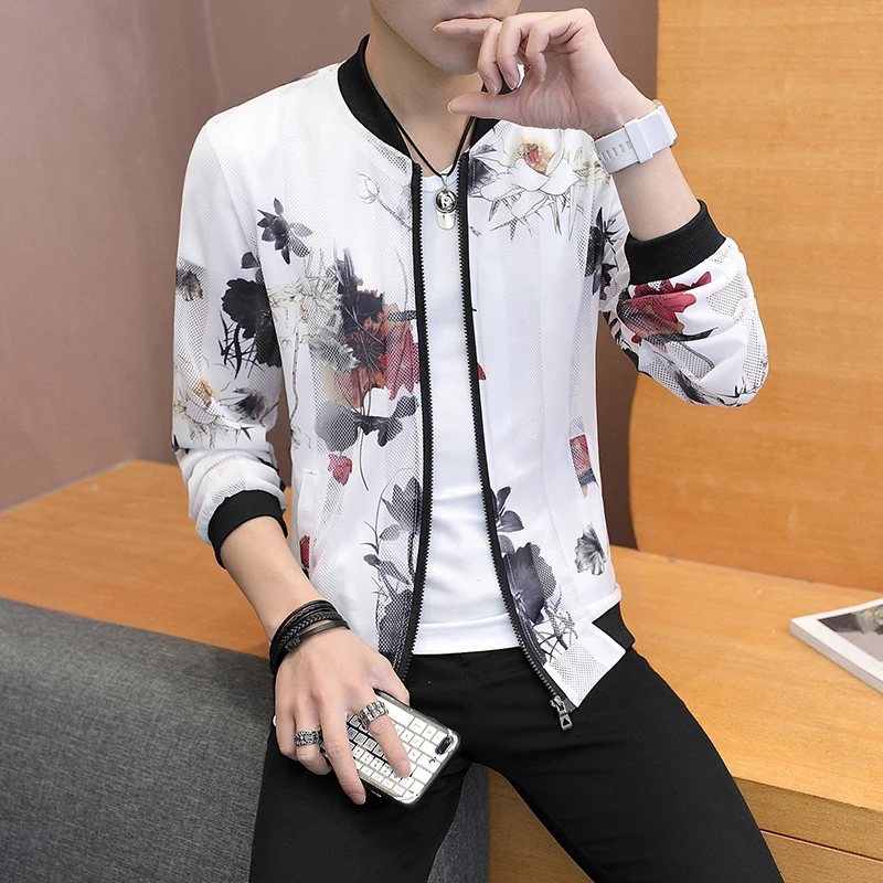 Корейские летние одежда для защиты от солнца Slim Fit Куртка пилот женщины печати