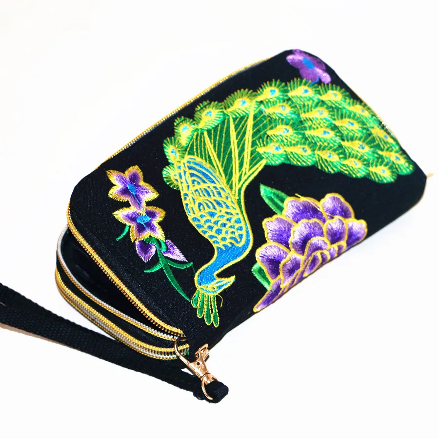 Женский Длинный холщовый кошелек с цветочной вышивкой|long clutch|wallet vintagevintage purse |