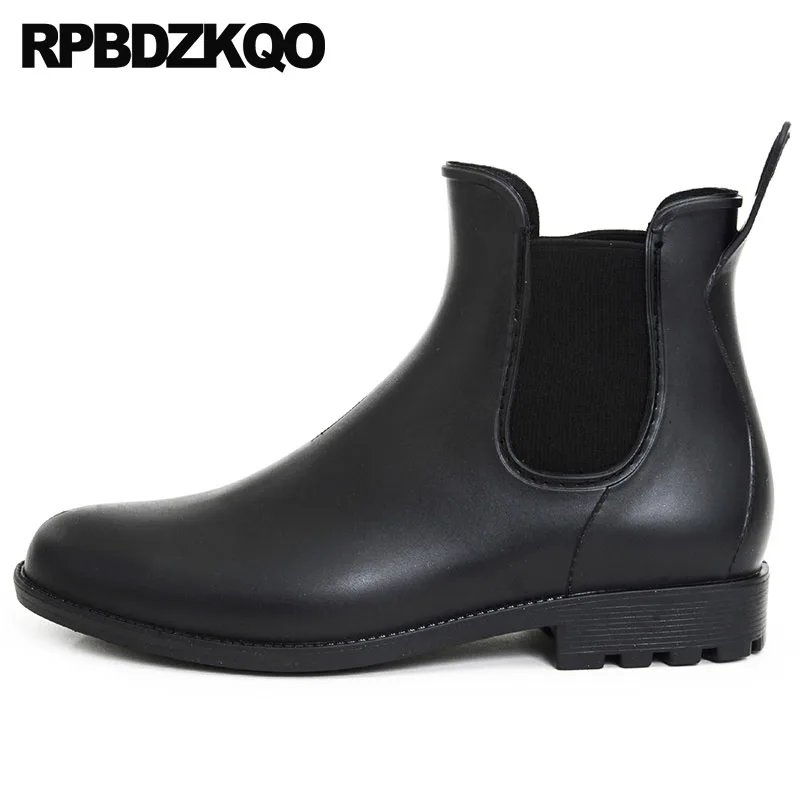 Черные высокие осенние мужские резиновые непромокаемые ботинки челси