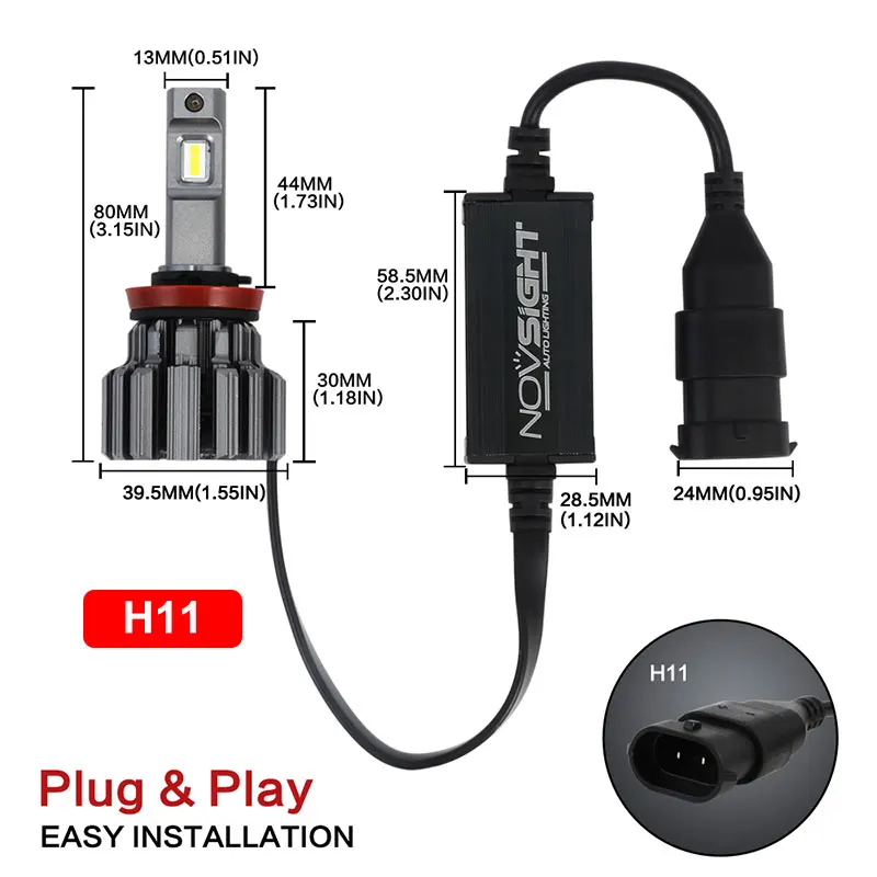 Novsight H7/H11/H4/9005/9006 светодиодные автомобильные лампы 80 Вт 15000lm/пара светильник лампы для автомобилей 6000 К авто светодиодные лампы головной светильник заменить наборы