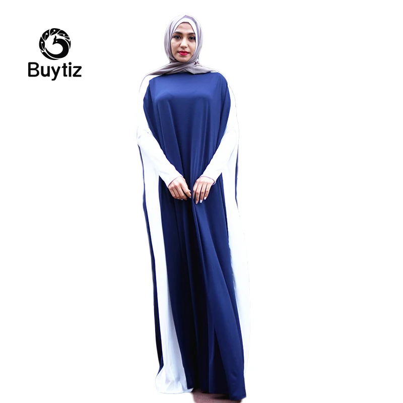 Buytiz сине белые длинные халаты Boho креп ОАЭ половина мусульманских abaya Макси