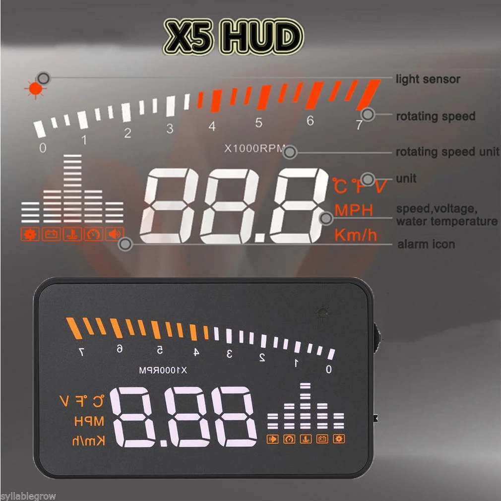 Универсальный автомобильный gps HUD цифровой дисплей Автомобильный измеритель скорости Предупреждение ющий сигнал
