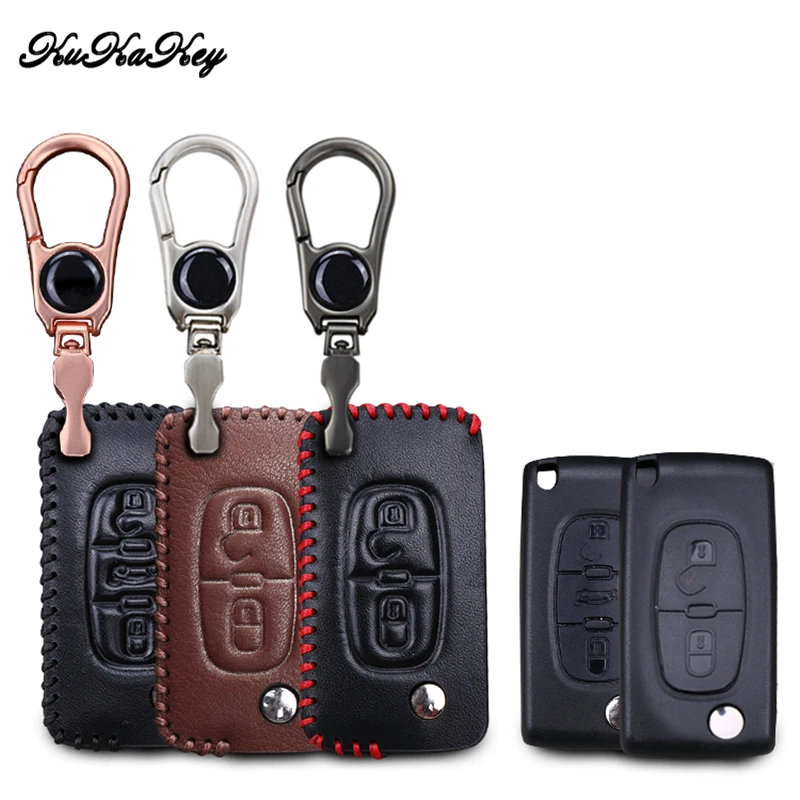 Чехол для автомобильного смарт-ключа из натуральной кожи Citroen C3 C4 C4L C5 C6 Peugeot 207 307 308