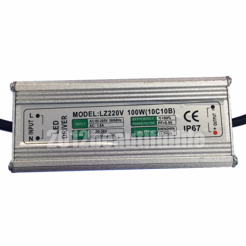

100W Водонепроницаемый светодиодный светильник Питание AC85-265V DC32-36V 3000mA