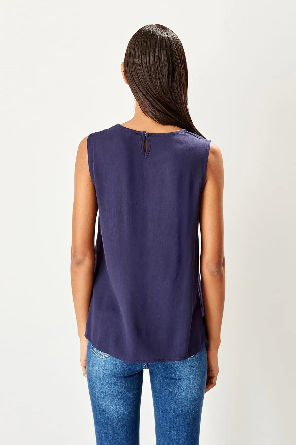 Trendyol темно синий с вышивкой Bluz TWOSS19AD0136| |