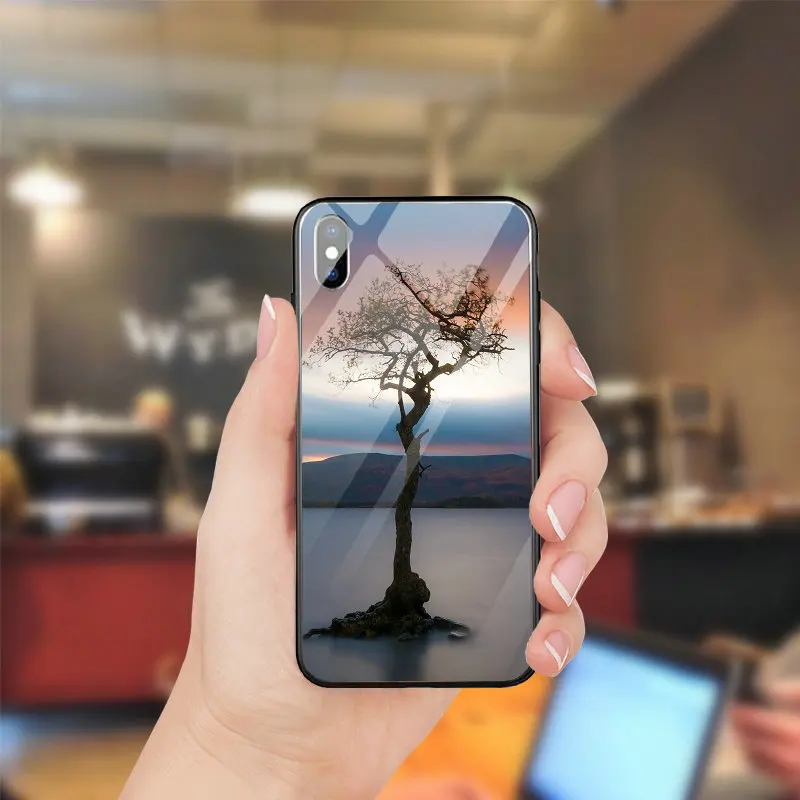 Сердце дерева поле Жесткий ПК ТПУ закаленное Стекло для iPhone 5 5s se 7 8 Plus мобильного