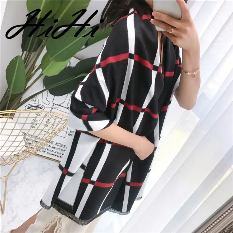 2017 Классический решетки леди Имитация кашемира шарф платок двойного назначения