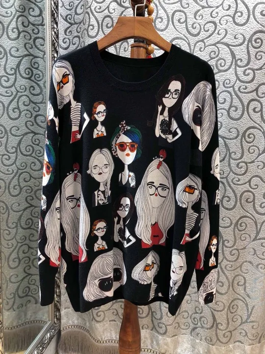 Black1 Новые модные женские свитера с длинным рукавом и круглым вырезом, вязаные свитера-пуловеры, свободные топы для женщин - Цвет: Black1