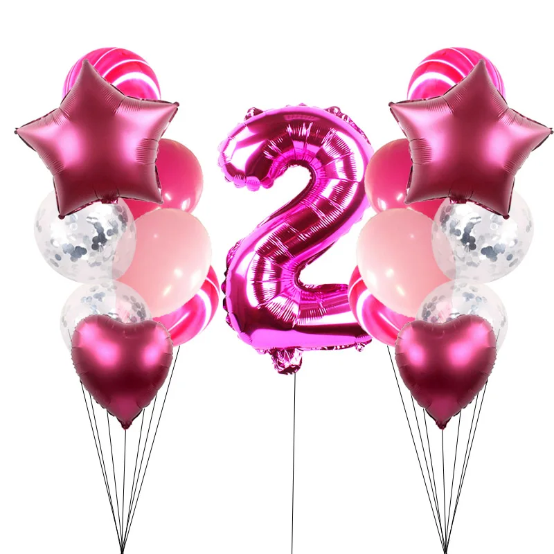 KAMMIZAD 32 дюймовые розовые воздушные шарики в виде цифр Сердце Звезда латексная
