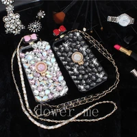 crystal ring grip holder diamond bowknot perfume bottle leather chain case for iphone 12 mini 11 pro xs max xr x 8 7 6s plus se