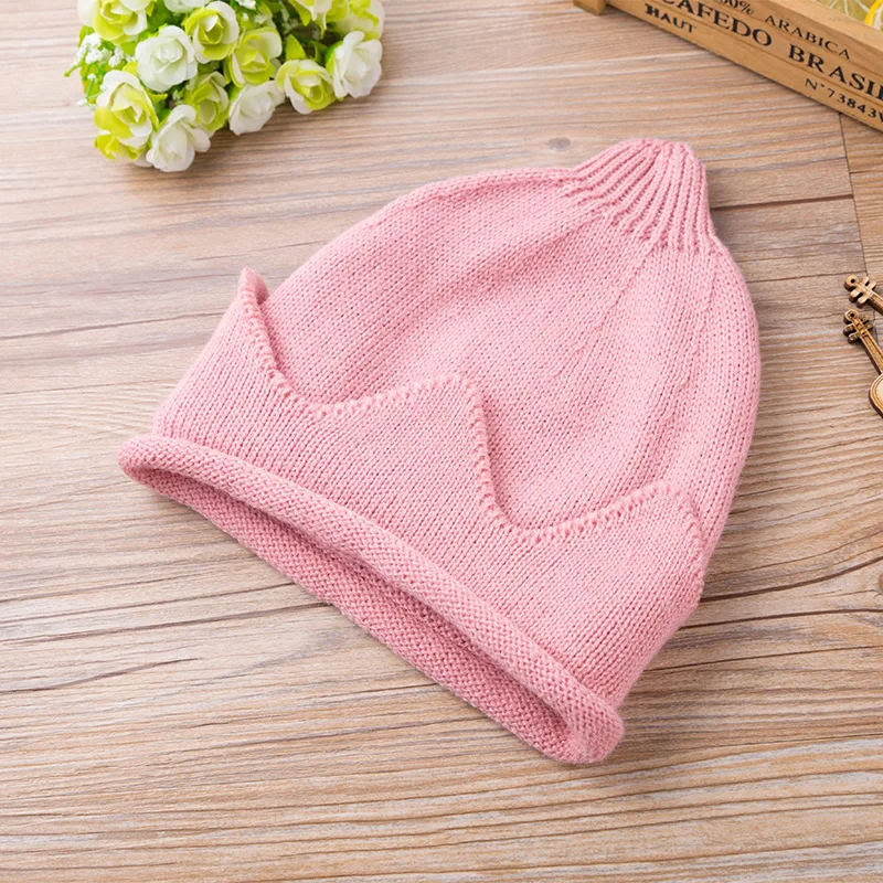 Новинка 2017 года Зимняя вязаная шапка с короной для маленьких девочек и мальчиков