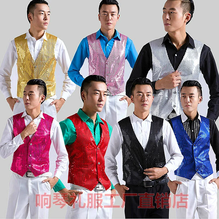 Жилет для хора пения и танцев блестящий жилет цвета красного синего черного