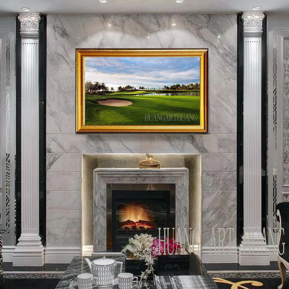 golf course Modern Beautiful Golf Course On Canvas Landscape oil Painting Wall Art Artwork Photo To Home Office Decor | Дом и сад