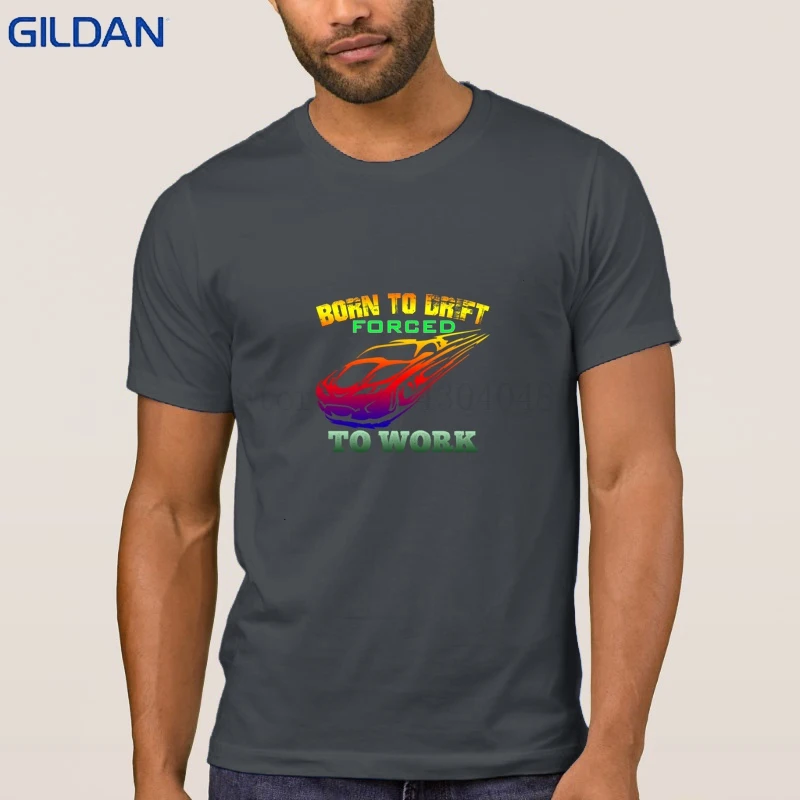 New Style Born To Drift Forced Work Tees Tshirt Weird Men's T Shirt Basic Solid 2018 Anti-Wrinkle Crew Neck | Мужская одежда