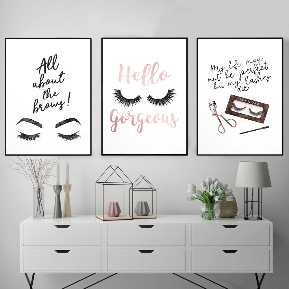 

Modern Wall Art Lashes Quote Poster Eyelashes Bundle Canvas Painting Eyelash Extensensions Salon Decor Christmas Gift Pictures