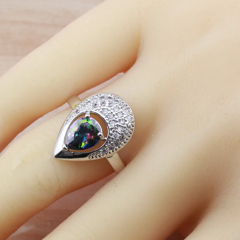 Mystic Rainbow Jewelry Sets Exclusive Cubic Zircon Water Drop Costume For Women Wedding Accessories | Украшения и аксессуары