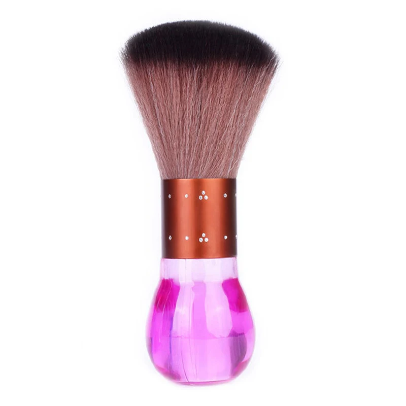 pink Мягкая Черная Шея Лицо Duster Dispencer Салон Щетка для волос расческа парикмахерская с хрустальной ручкой - Цвет: pink