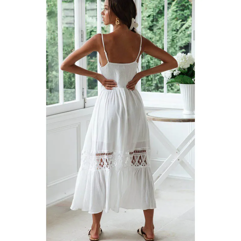 Женская одежда Вечерние белые платья на бретельках с v образным вырезом