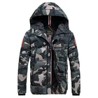 Куртка мужская камуфляжная с капюшоном, Толстая теплая хлопковая ветрозащитная парка в стиле милитари, повседневное зимнее пальто