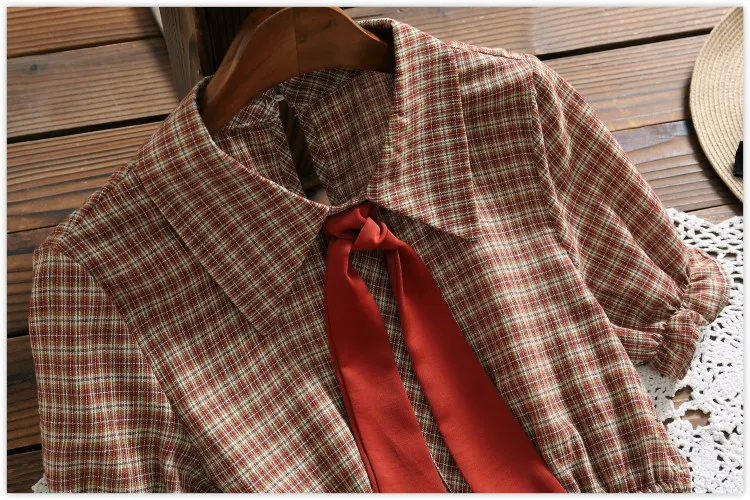 Mori girl, милое платье в клетку kawaii, новое летнее модное повседневное милое платье с коротким рукавом,, женские платья
