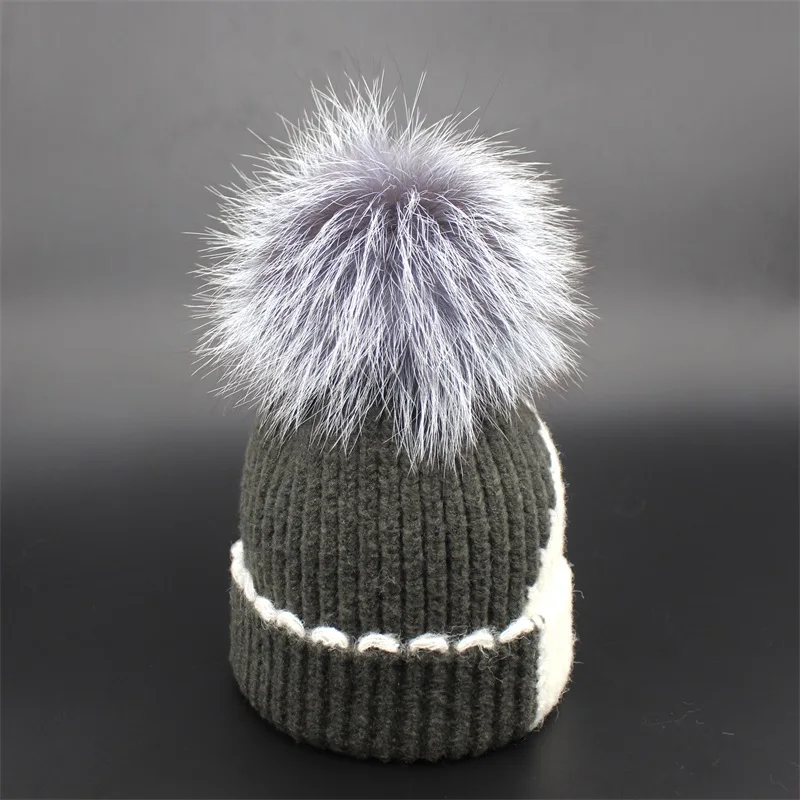 Милые вязаные шапочки, детская зимняя шапка, детские шапки gorro, шапки из натурального меха серебристой лисы для девочек