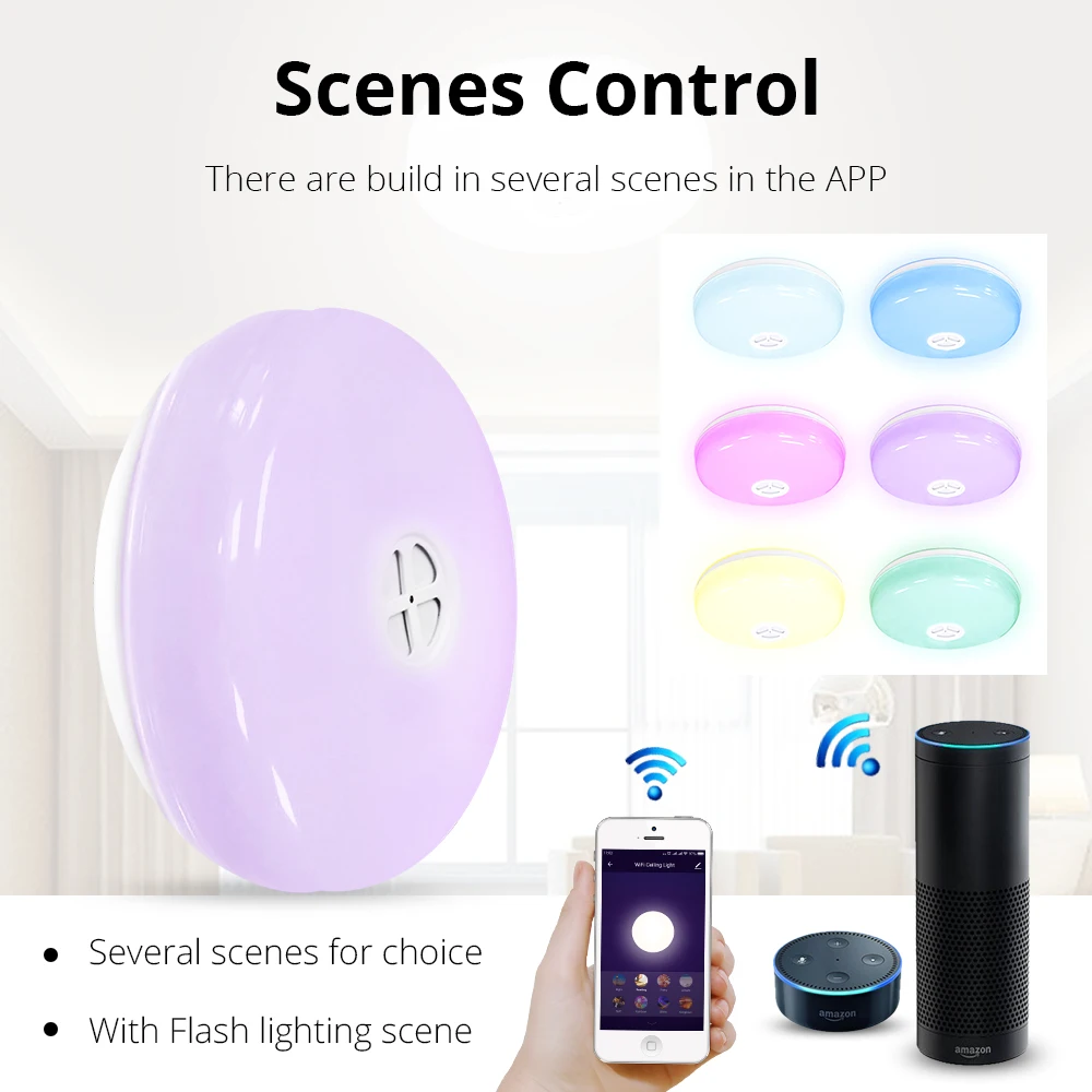 Интеллектуальная беспроводная (Wi-Fi) RGBW потолочный светильник приложение