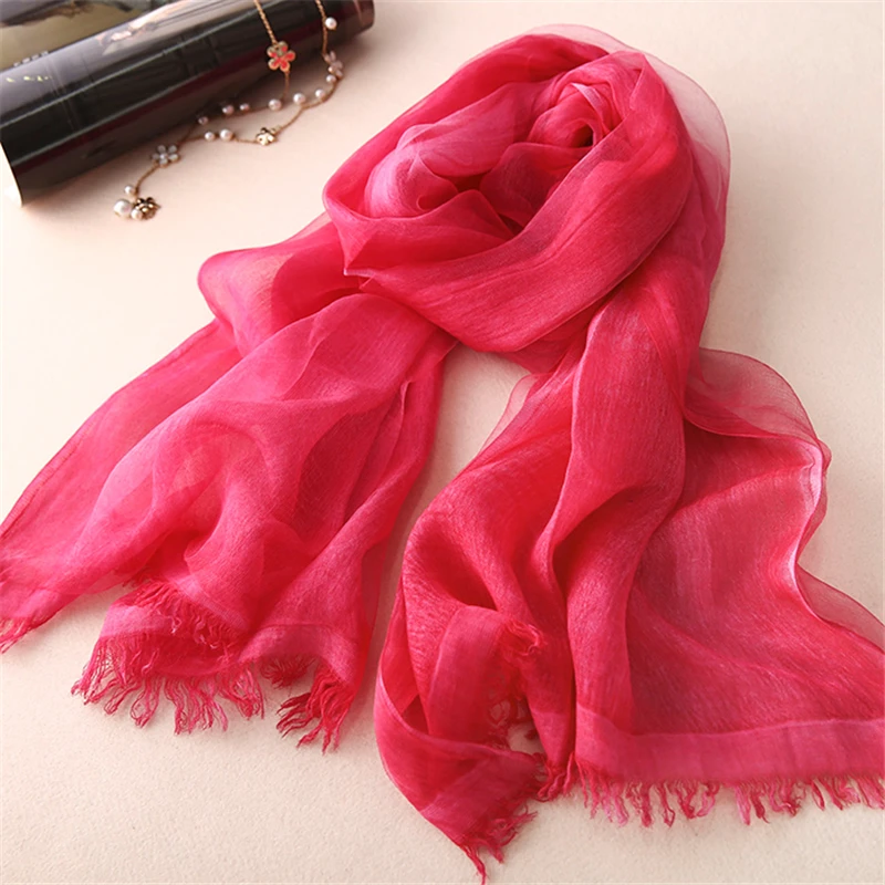 SUMEIKE двухслойные шали и шарфы для женщин Шелковый хлопковый шарф украшение