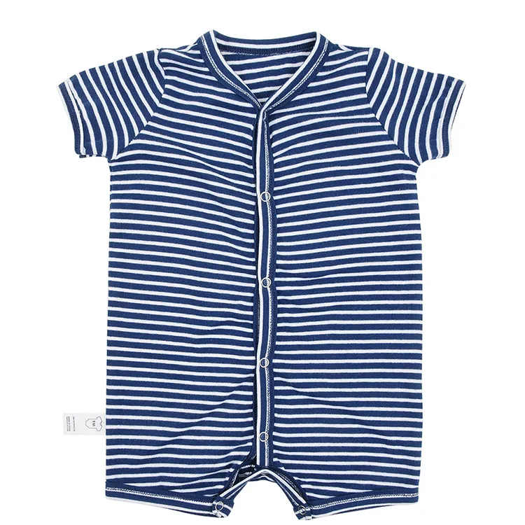 Whosebaby Весна Лето Baby Rompers одежды с короткими рукавами Полосатый Комбинезон для
