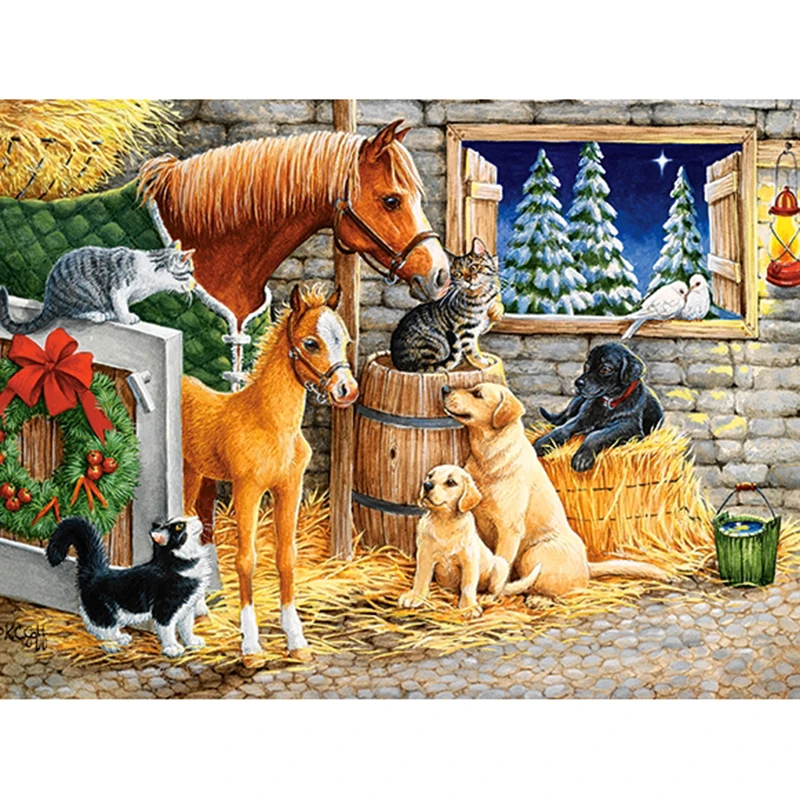Полный квадрат дрель 5D Алмаз Картина лошадь собака кошка DIY Алмазная Вышивка