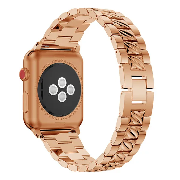 Rose gold Ремешок для часов для Apple watch 38 мм 42 мм сменный модный браслет из нержавеющей стали для iWatch серии 1 2 3 4 - Цвет ремешка: Rose gold