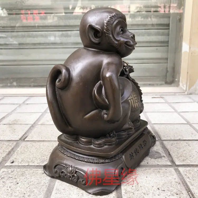 11 &quotКитай феншуй Зодиак обезьяна мешок денег бронзовая статуя|Статуи и