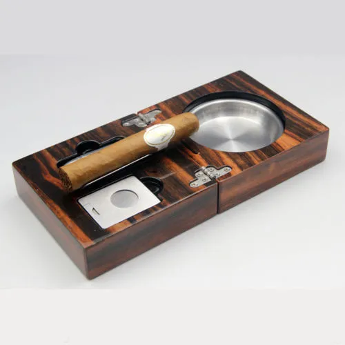 Раза Cedar Wood сигары пепельница с Гильотинный Резак и пуля набор пробойников