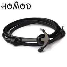 HOMOD Новые Модные Тканые Многослойные браслеты с якорем мужские браслеты с якорь надежды браслеты с темно-синими ручками кожаные браслеты