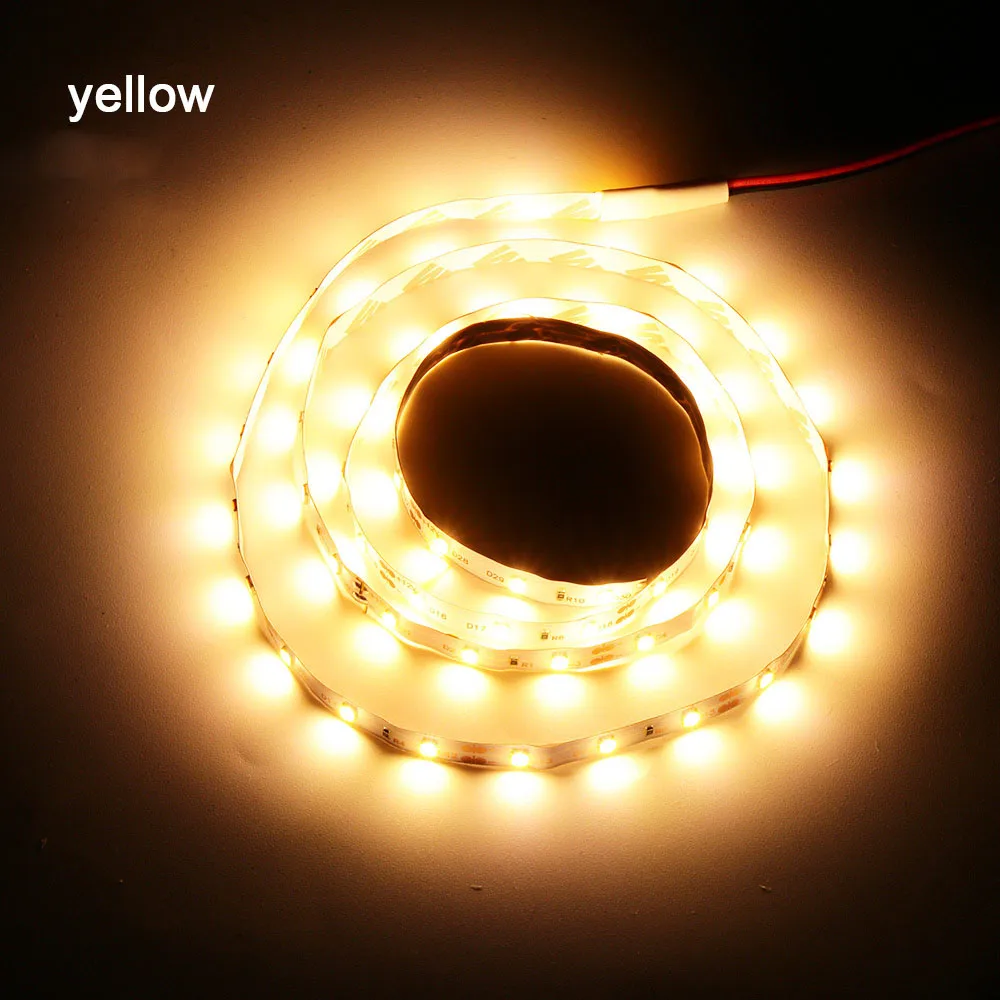 yellow 1 шт. 2835 SMD гибкий светодиодный полосы света, работающего на постоянном токе 12 В в фон компьютерный корпус для ПК клейкой ленты света Водонепроницаемый 30/50/100 см ленты лампы - Испускаемый цвет: yellow