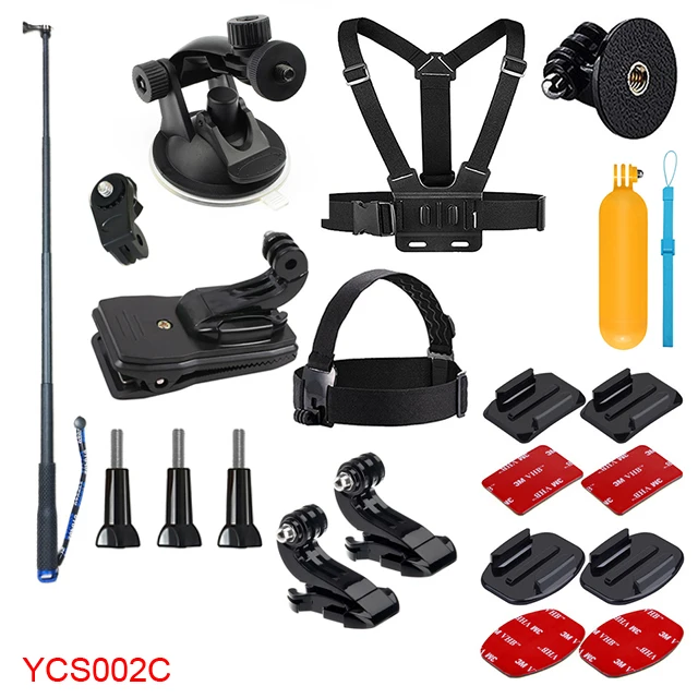 YCS002C Набор аксессуаров для экшн-камеры GoPro Hero 7 6 5 4 Black Xiaomi Yi 4K Sjcam Sj4000 Eken H9r Go Pro крепление для sony Nikon - Цвет: YCS002C