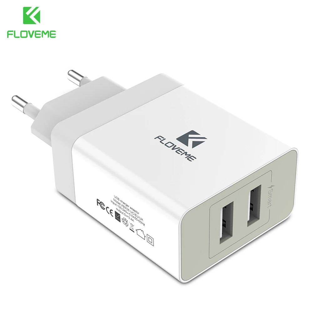 FLOVEME USB зарядное устройство для iPhone мобильного телефона двойное быстрое