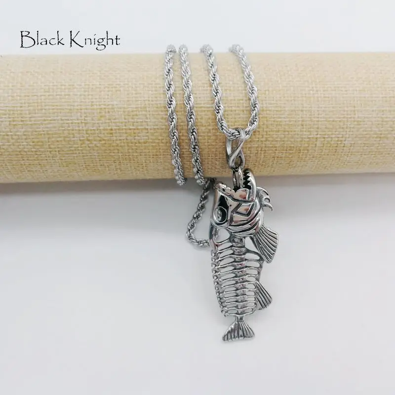 Ожерелье с подвеской Black Knight мужское ожерелье из нержавеющей стали в виде рыбьей